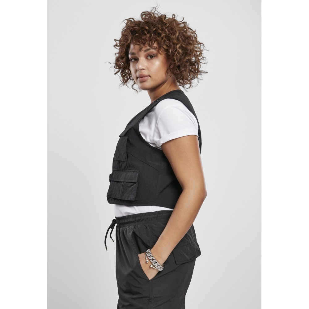 Urban Classics - Ladies Short Tactical Vest black Waistcoat - Black